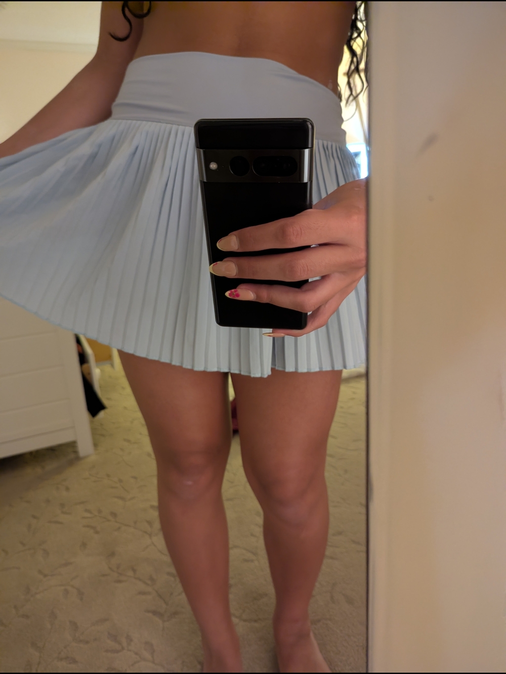 Hollister Pale Blue Pleated Skater Mini Skirt